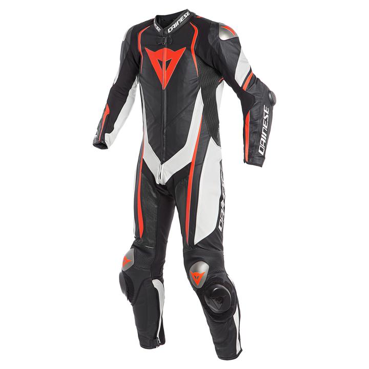 Dainese Kyalami 1-Piece Perforated Suit - Black / White Fluro Red