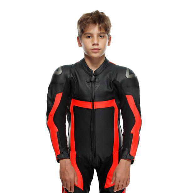 Dainese Gen-Z Junior 1-Piece Perforated Suit - Black Fluro Red Black