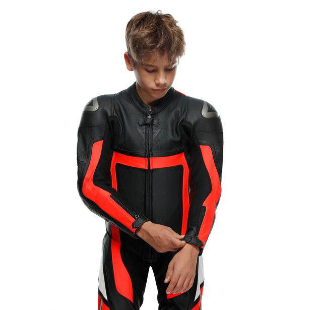 Dainese Gen-Z Junior 1-Piece Perforated Suit - Black Fluro Red Black
