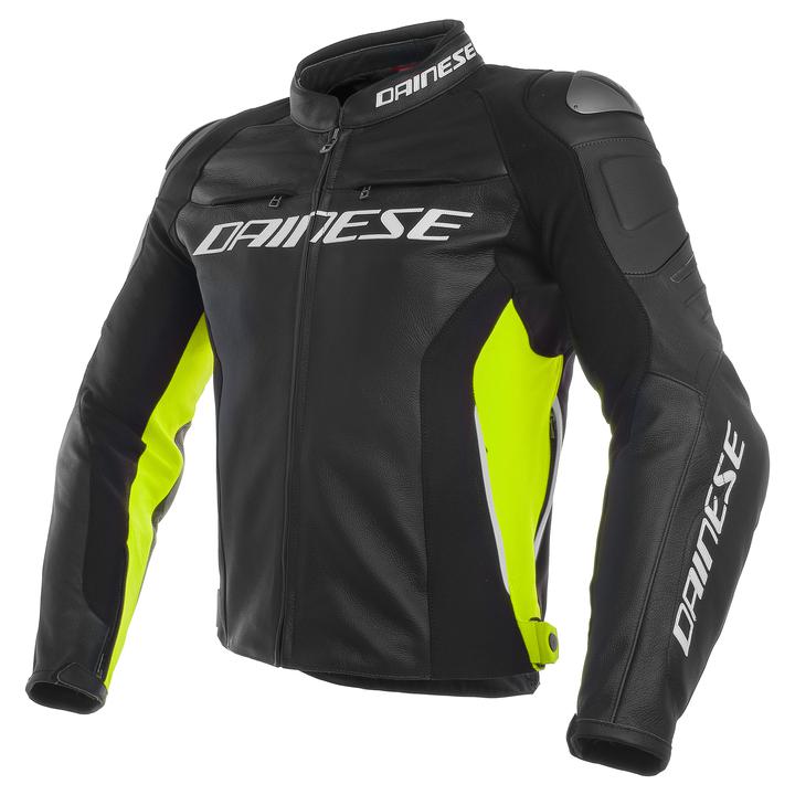 Dainese Racing 3 Leather Jacket - Black Fluro Yellow