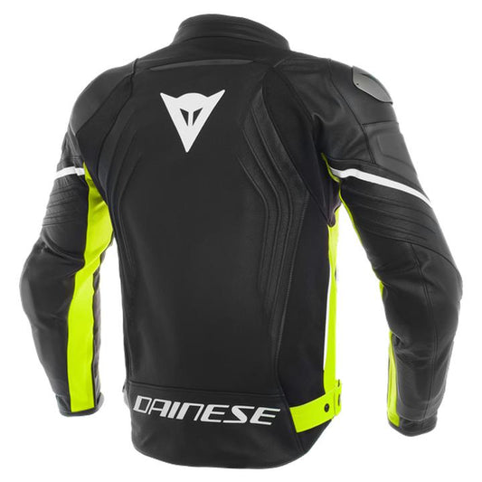 Dainese Racing 3 Leather Jacket - Black Fluro Yellow