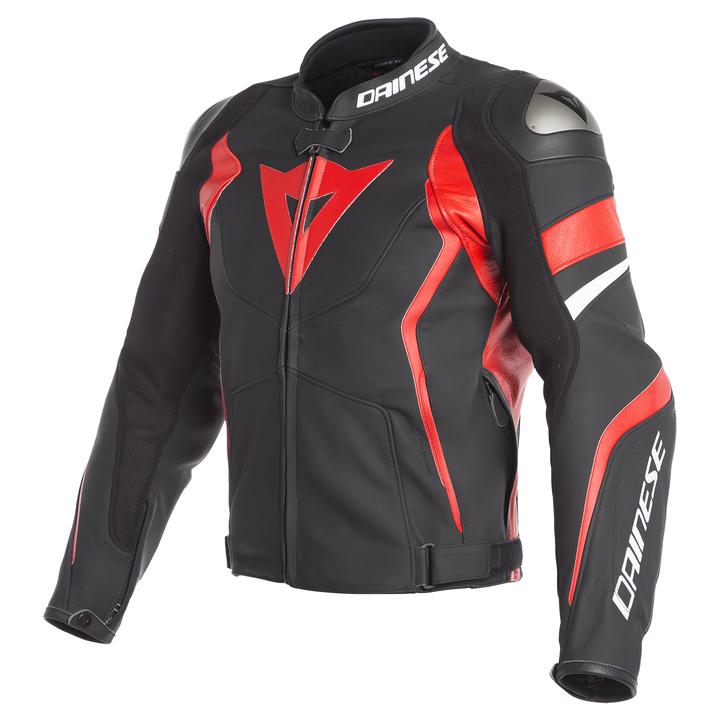 Dainese Avro 4 Leather Jacket - Black Matt Red White