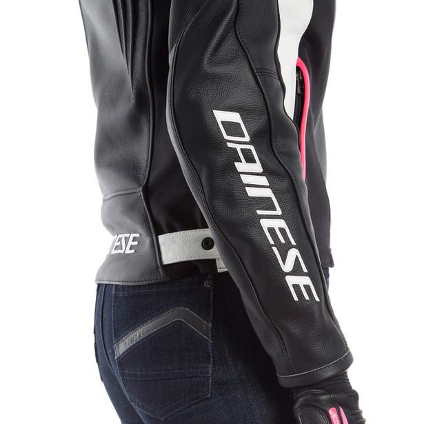 Dainese Racing 3 Women's Leather Jacket - Black / White Fuchsia