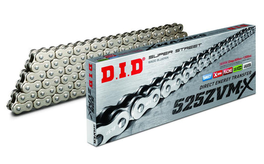 D.I.D Super Street X-Ring Drive Chain 525 ZVM-X 122L ZB - Silver