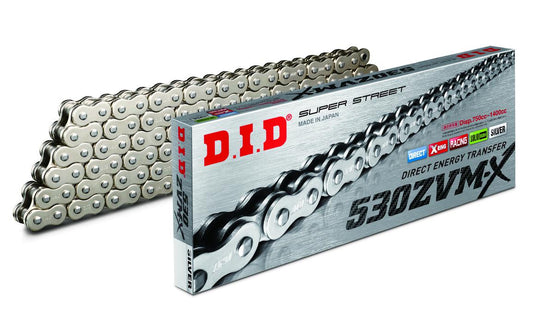 D.I.D Super Street X-Ring Drive Chain 530/50 ZVM-X 122L ZB - Silver