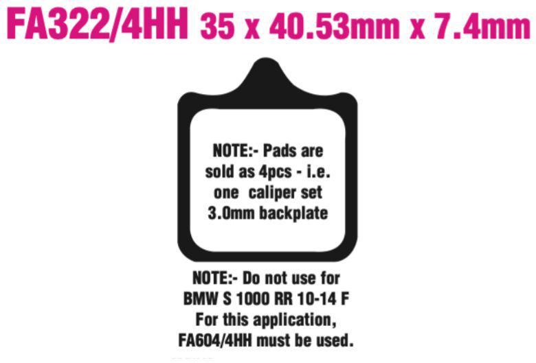 EBC Extreme Pro Double-H Sintered Disc Pad Set - EPFA322/4HH