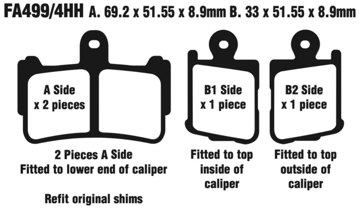EBC Double-H Sintered Disc Pad Set - FA499/4HH