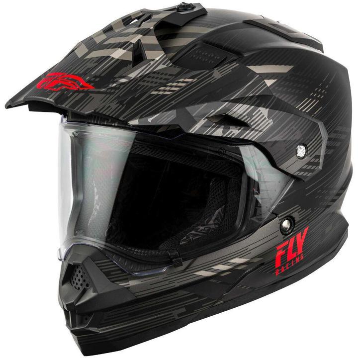 Fly Trekker Helmet - Quantum Matt Black / Grey / Red