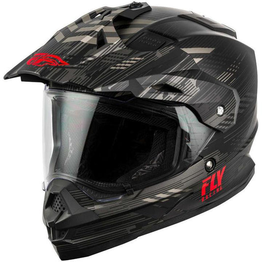 Fly Trekker Helmet - Quantum Matt Black / Grey / Red