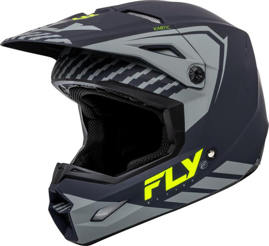 Fly MX24 Kinetic Helmet Menace - Matt Grey / Hi-Vis