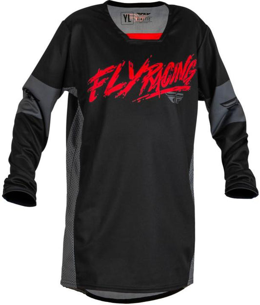Fly MX23 Youth Kinetic Khaos Jersey - Black Red Grey