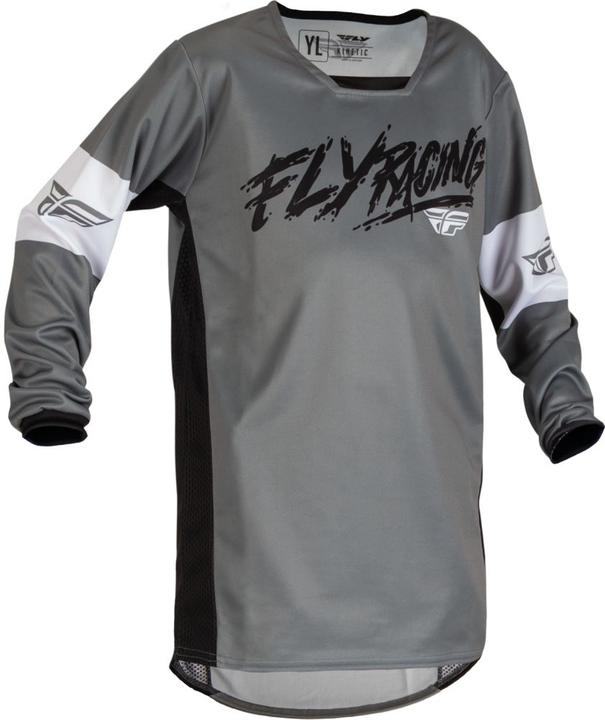 Fly MX23 Youth Kinetic Khaos Jersey Grey - Black / White
