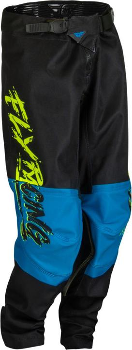 Fly MX23 Youth Kinetic Khaos Pants Hi-Vis - Black Cyan