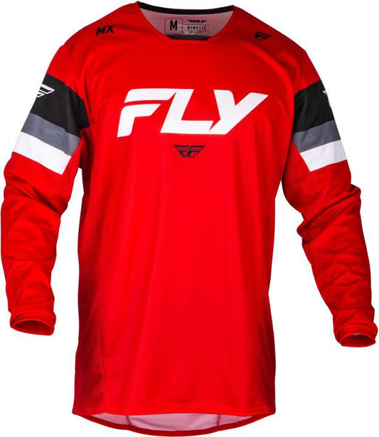 Fly MX24 Youth Kinetic Jersey Prix Red Grey White