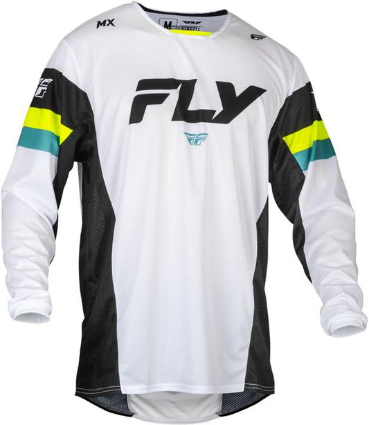 Fly MX24 Kinetic Jersey Prix White - Black Hi-Vis