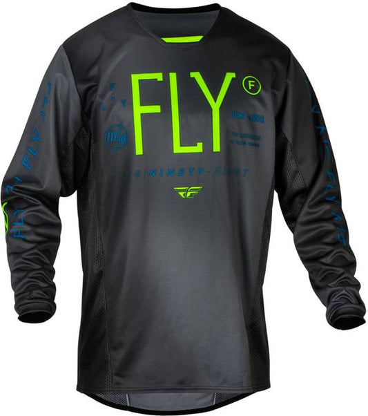 Fly MX24 Youth Kinetic Jersey Prodigy Charcoal Neon Green