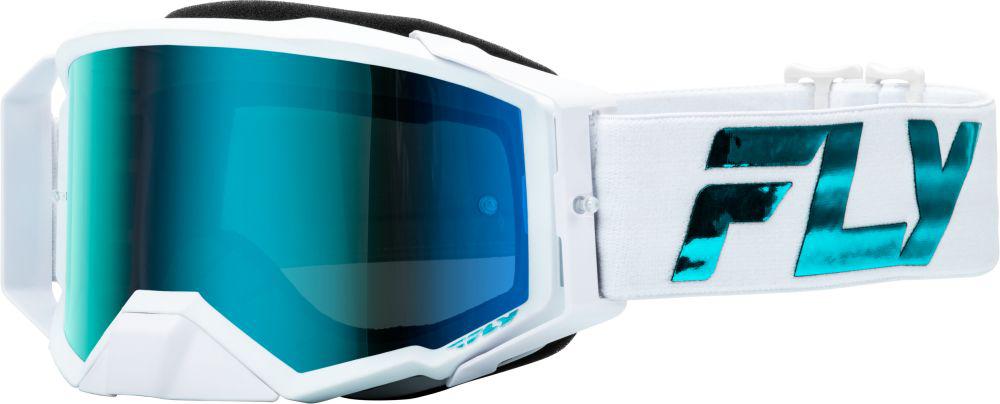 Fly MX24 Fly Goggles Zone Pro Elite White/Teal - Blu/Teal Mir/Sky Blu Lens