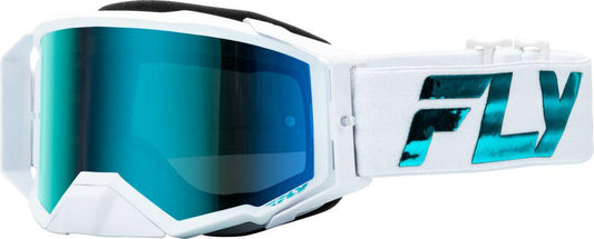 Fly MX24 Fly Goggles Zone Pro Elite White/Teal - Blu/Teal Mir/Sky Blu Lens