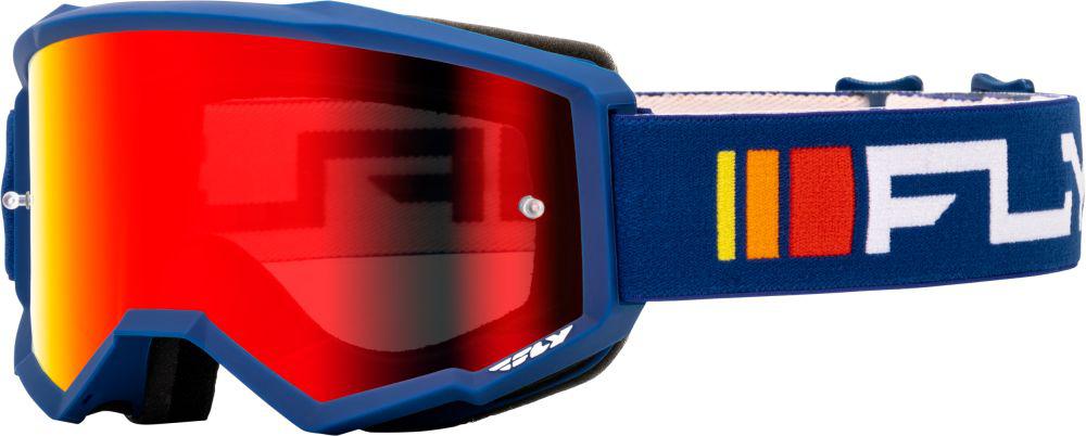 Fly MX24 Youth Goggles Zone Navy/White - Red Mir/SMK Lens