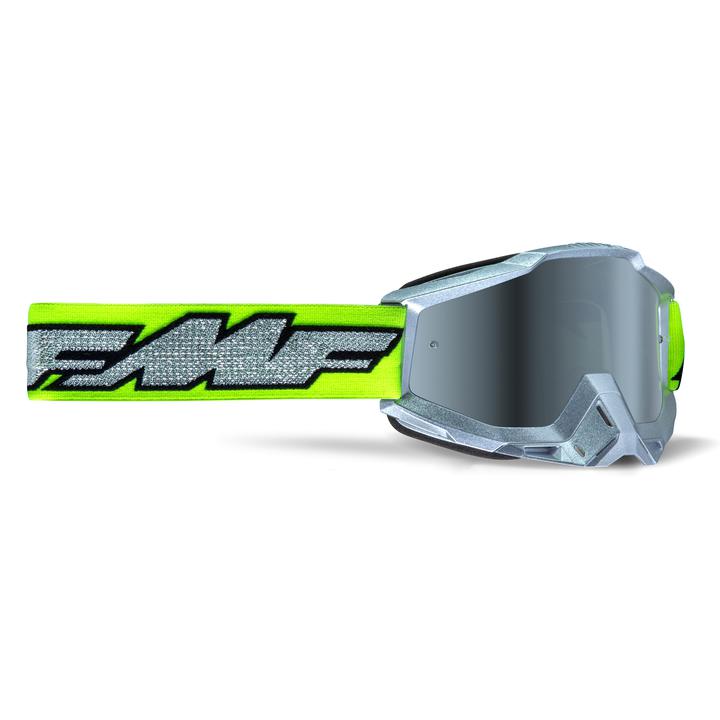 FMF Vision Powerbomb Goggles Rocket Silver Lime Mirror Silver Lens