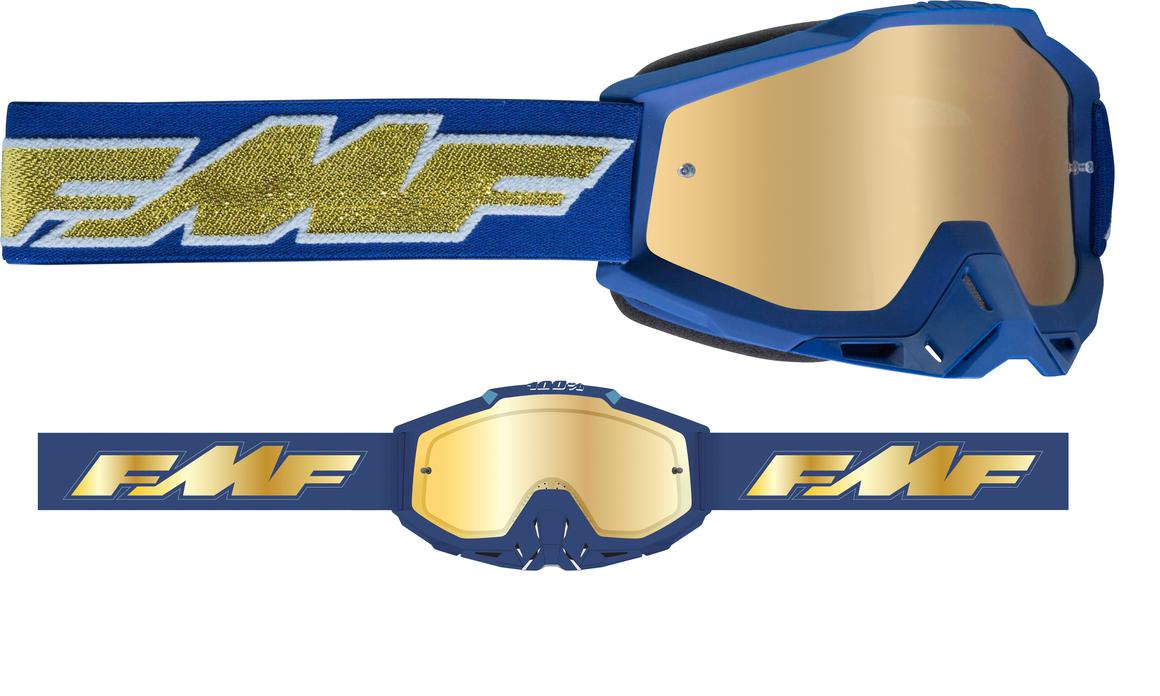 FMF Vision Powerbomb Goggles Rocket Deep Navy Gold True Gold Lens
