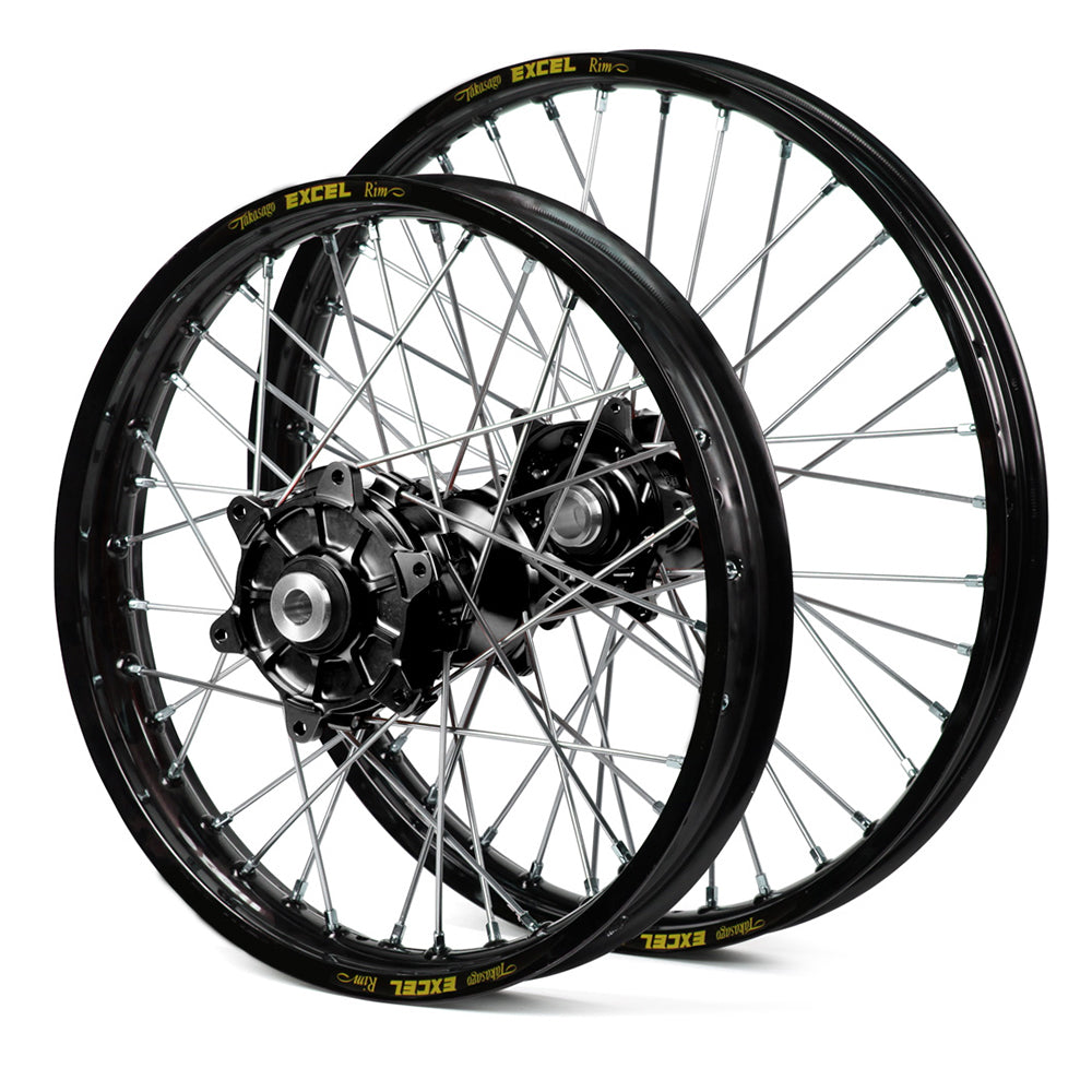 Husqvarna Haan / Excel Enduro Cush Drive Black Rims / Black Hubs Wheel Set Tc-Fc 125-250-350-450 2015 (21X1.60 / 18X2.15)