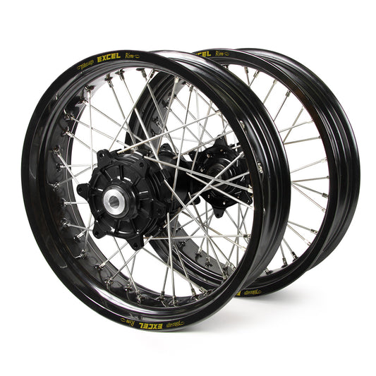 Yamaha Haan / Excel Supermoto Cush Drive" Black Rims / Black Hubs Wheel Set Wrf 250-450 2002-2017 (17X3.50 / 17X4.25)