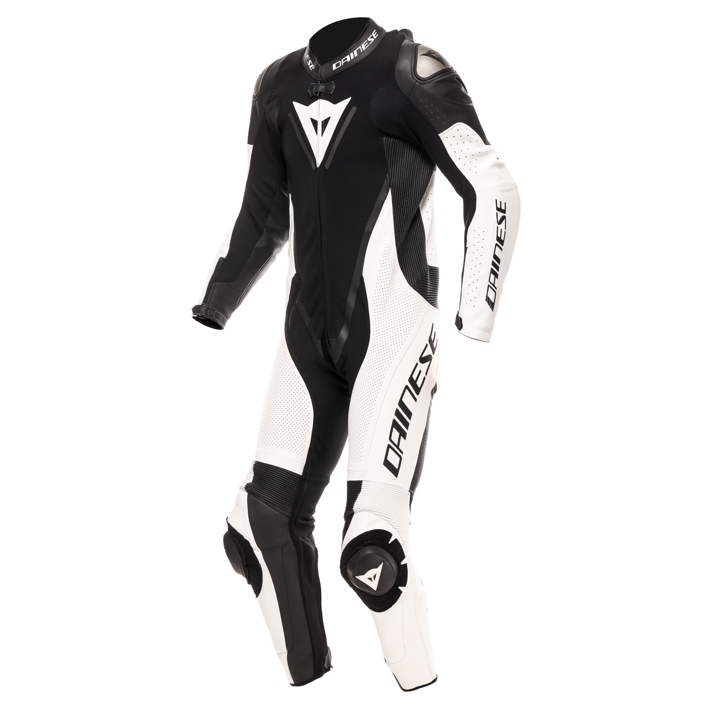 Dainese Demon Sprint 1-Piece Perforated Leather Race Suit - Black / White