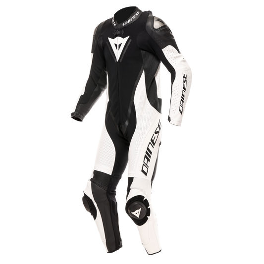 Dainese Demon Sprint 1-Piece Perforated Leather Race Suit - Black / White