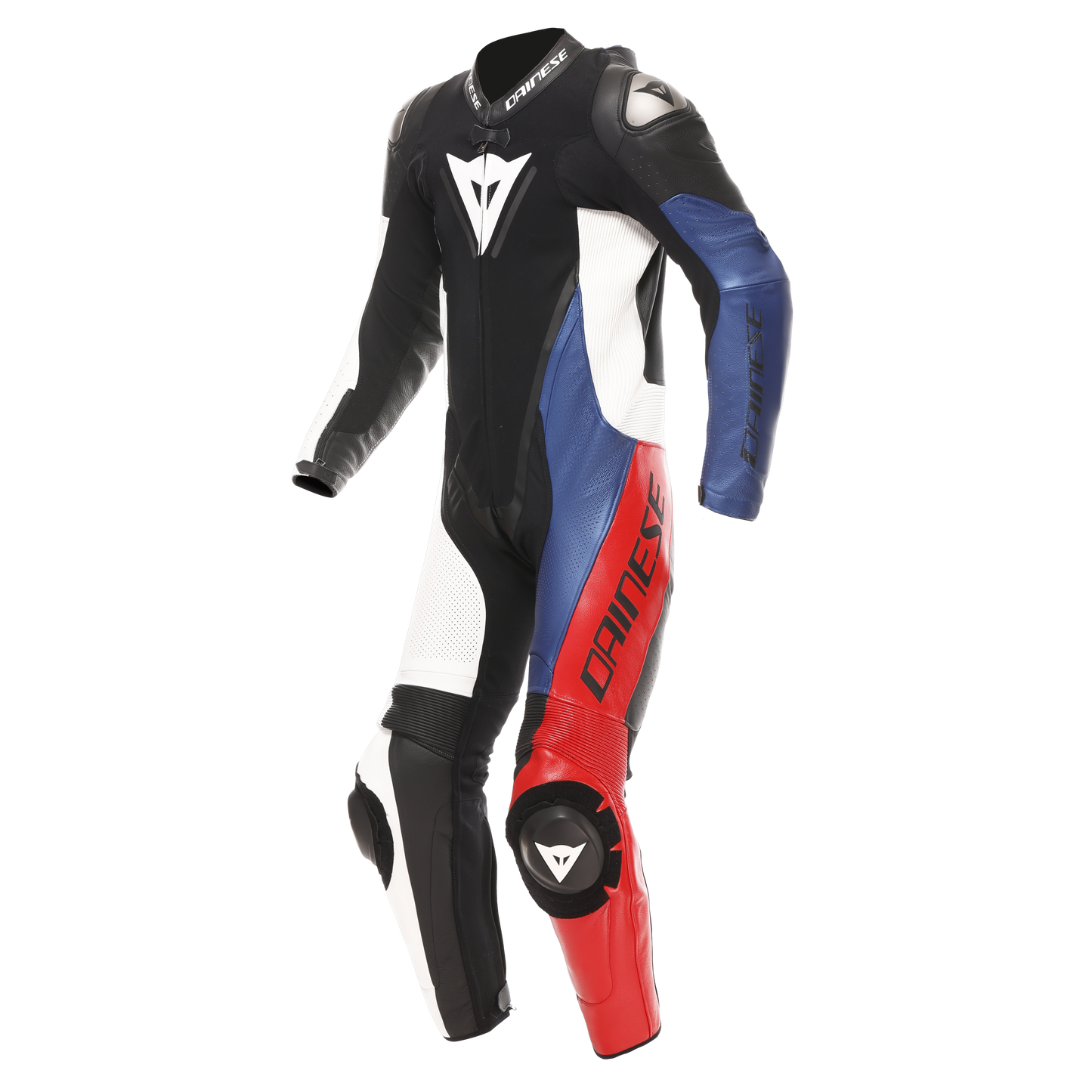 Dainese Demon Sprint 1-Piece Perforated Leather Race Suit - Black / White / Red