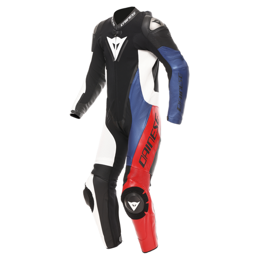 Dainese Demon Sprint 1-Piece Perforated Leather Race Suit - Black / White / Red
