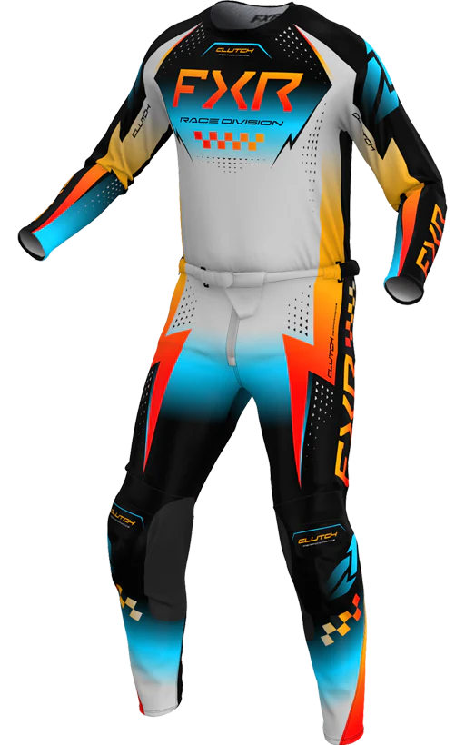 FXR MX26 Clutch Pro Jersey & Pants - Grey / Blue / Orange