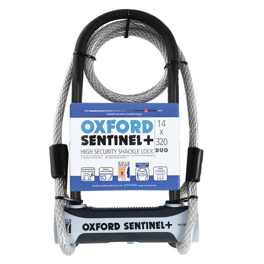 Oxford Sentinel Duo 14mm U-lock With 1.2M Steel Cable