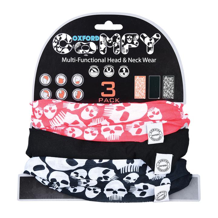 Oxford Comfy 3Pk Neck Warmer - Skulls