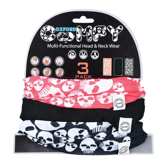 Oxford Comfy 3Pk Neck Warmer - Skulls