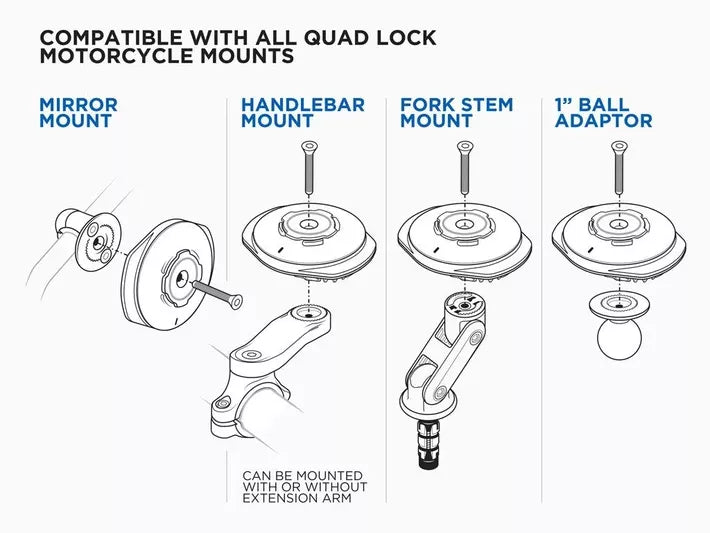 Quad Lock Waterproof Motorcycle Wireless Charging Head