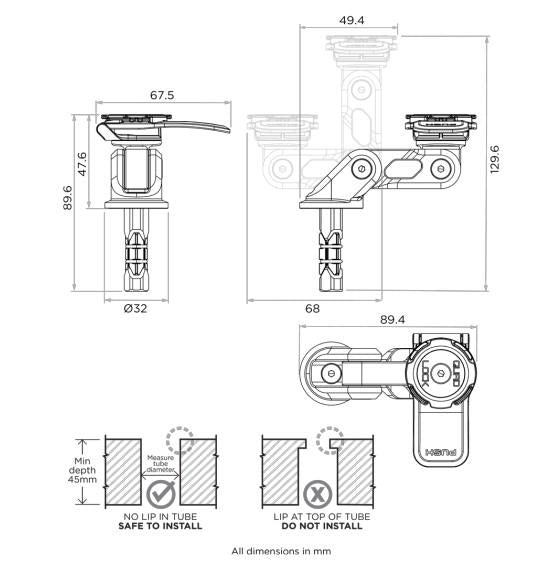 Quad Lock Motorcycle Fork Stem Mount Pro