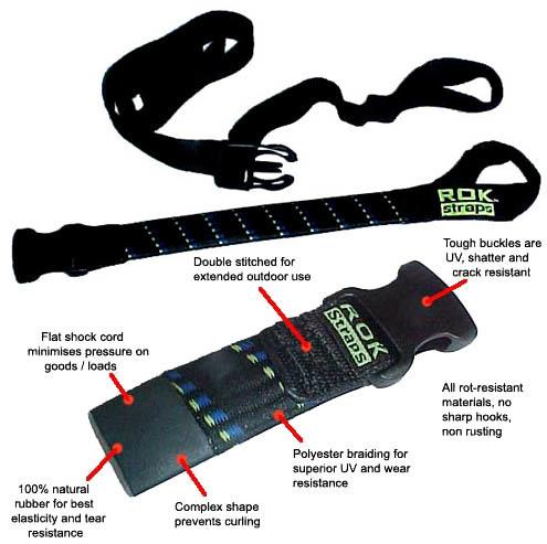 Rok Straps Adjustable Stretch 2 Pack - Black With Orange Twist Heavy Duty