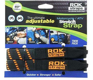 Rok Straps Adjustable Stretch 2 Pack - Black With Orange Twist Heavy Duty
