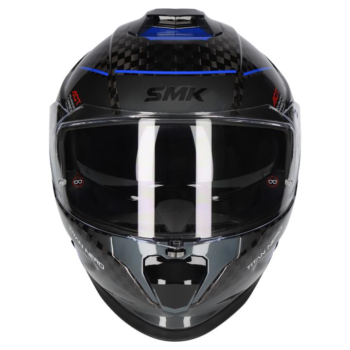 SMK Titan Carbon Helmet - Nero Gl256 Black Blue Grey