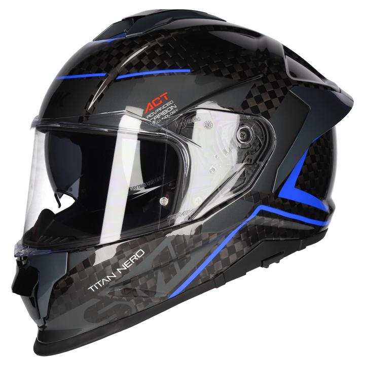 SMK Titan Carbon Helmet Nero - Black / Blue / Grey