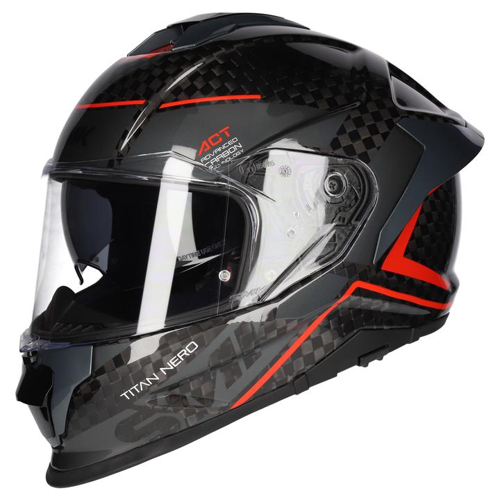 SMK Titan Carbon Helmet Nero - Black / Grey / Red