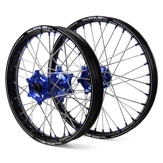 Yamaha Sm Pro / Excel A60 Snr MX Black Rim / Blue Hub / Blue Nipples Wheel Set YZ 125-250 2008-2017 (21X1.60 / 19X2.15")