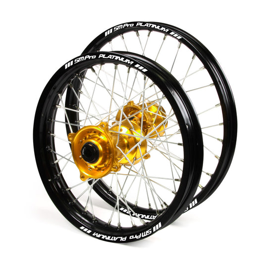 SM Pro Platinum Junior MX Wheelset (17X1.40 / 14X1.60") - Black / Gold