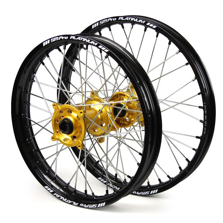 Suzuki Sm Pro / Platinum Snr MX Black Rim / Gold Hub / Black Nipples Wheel Set Drz 400 E 2000-2017 (21X1.60 / 18X2.15")