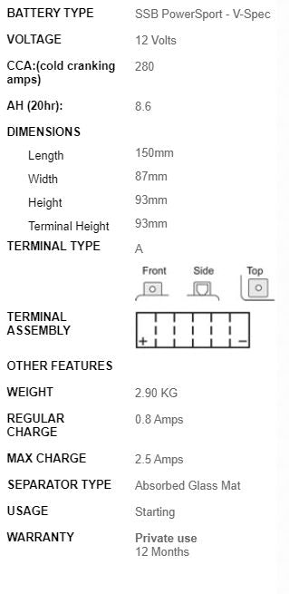 SSB AGM Battery - VTZ10-S