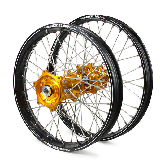 Honda Talon / Excel A60 Snr MX Black Rims / Gold Hubs Wheel Set Cr 125-250 1995-99 (21 / 19X2.15)