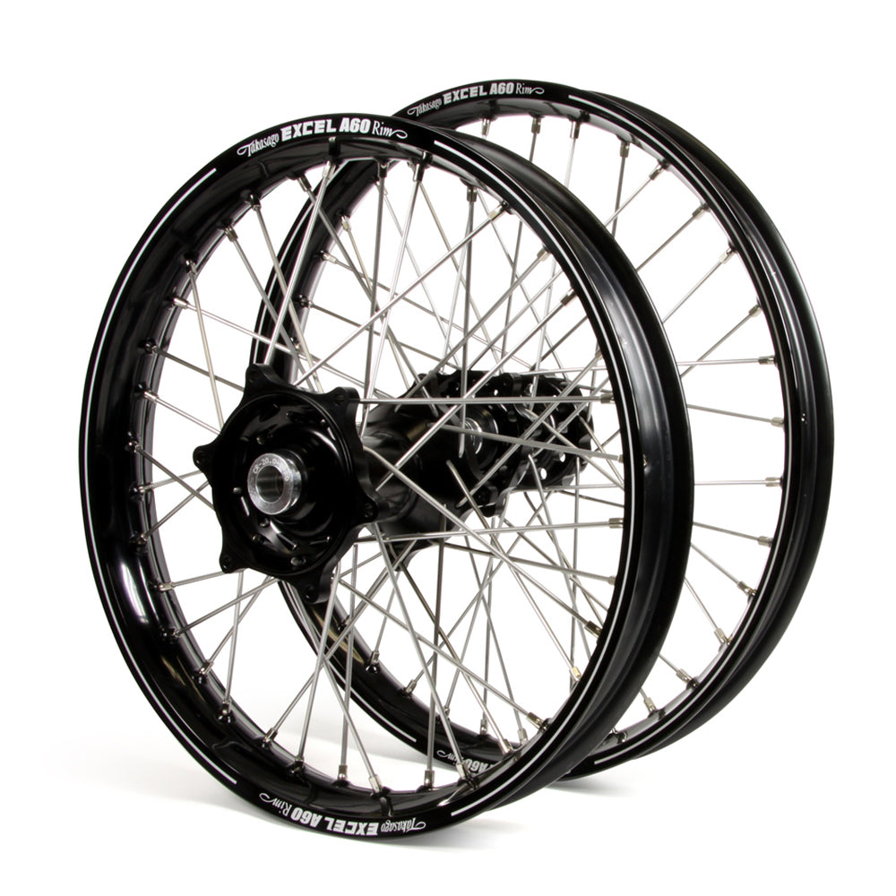 KTM Talon / Excel A60 Snr MX Black Rims / Black Hubs Wheel Set Exc-Excf 250-300-350-450-500 2016-17 (21 / 18X2.15)