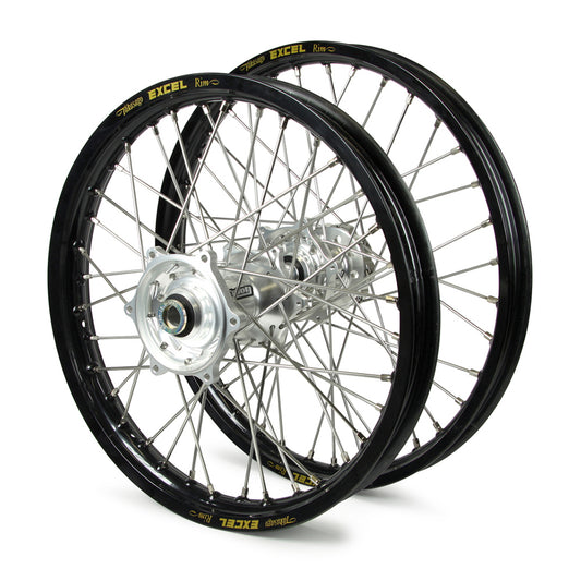 Kawasaki Talon / Excel Snr MX Black Rims / Silver Hubs Wheel Set KX 125-250 1999-02, KX500 1999-04 (21X1.6 / 19X2.15)