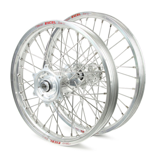 KTM Talon / Excel Snr MX Silver Rims / Silver Hubs Wheel Set SX-SXF 125-250-350-450, Xc-Xcf 250-300-350-450 2015-17 (21X1.6 / 19X2.15)